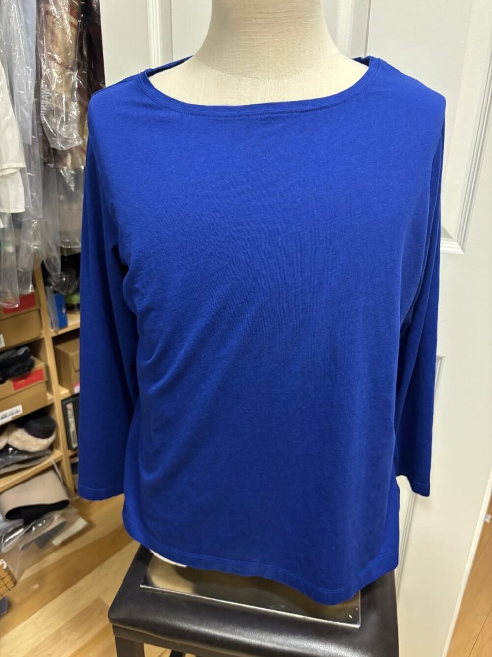 Royal blue, long sleeve, rounded neck top